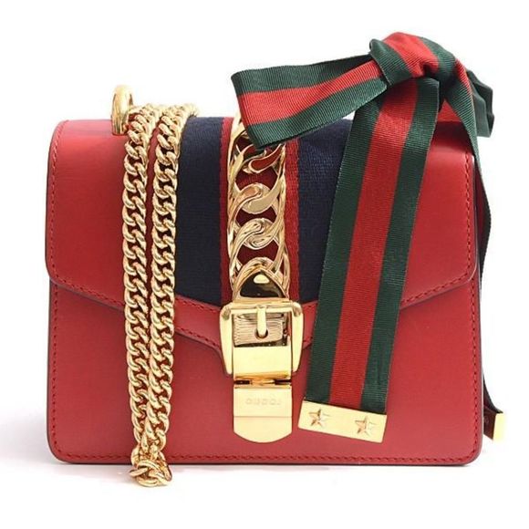 Gucci Sherry Sylvie Mini Chain Shoulder Bag Red - Picture 1 of 9